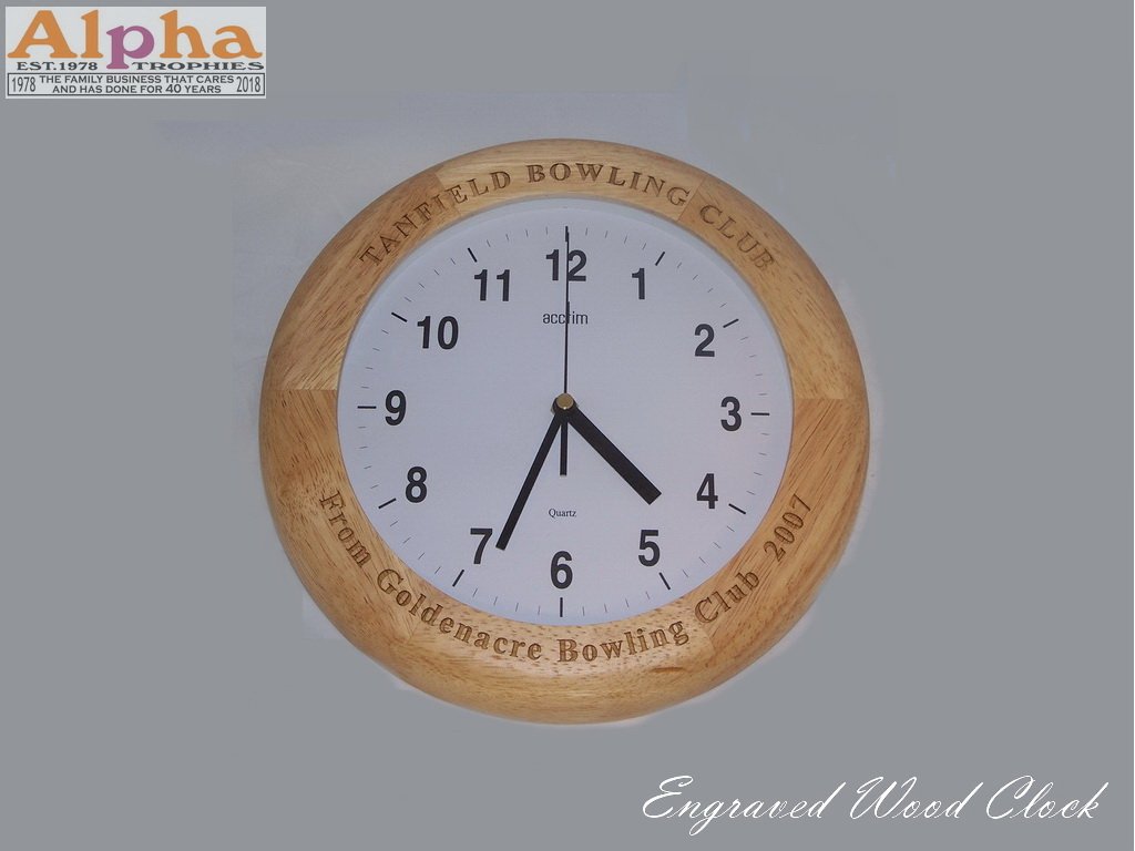 Engraved Pine Clock