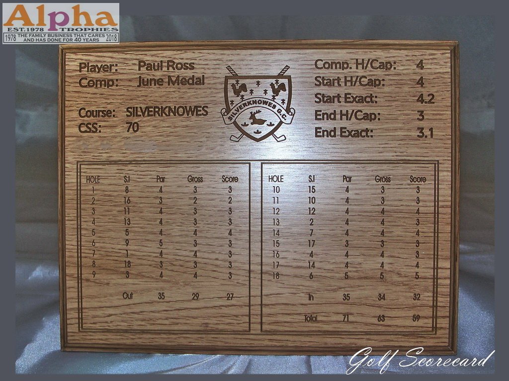 Wood Golf Score Card