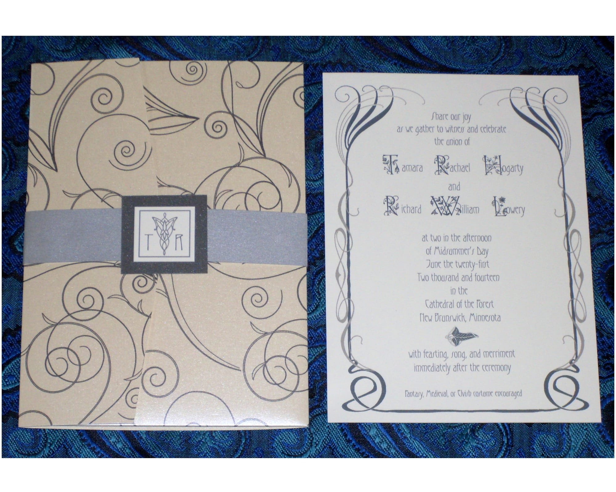 Elvish Pearl & Silver Pocketfold Wedding Invitation
