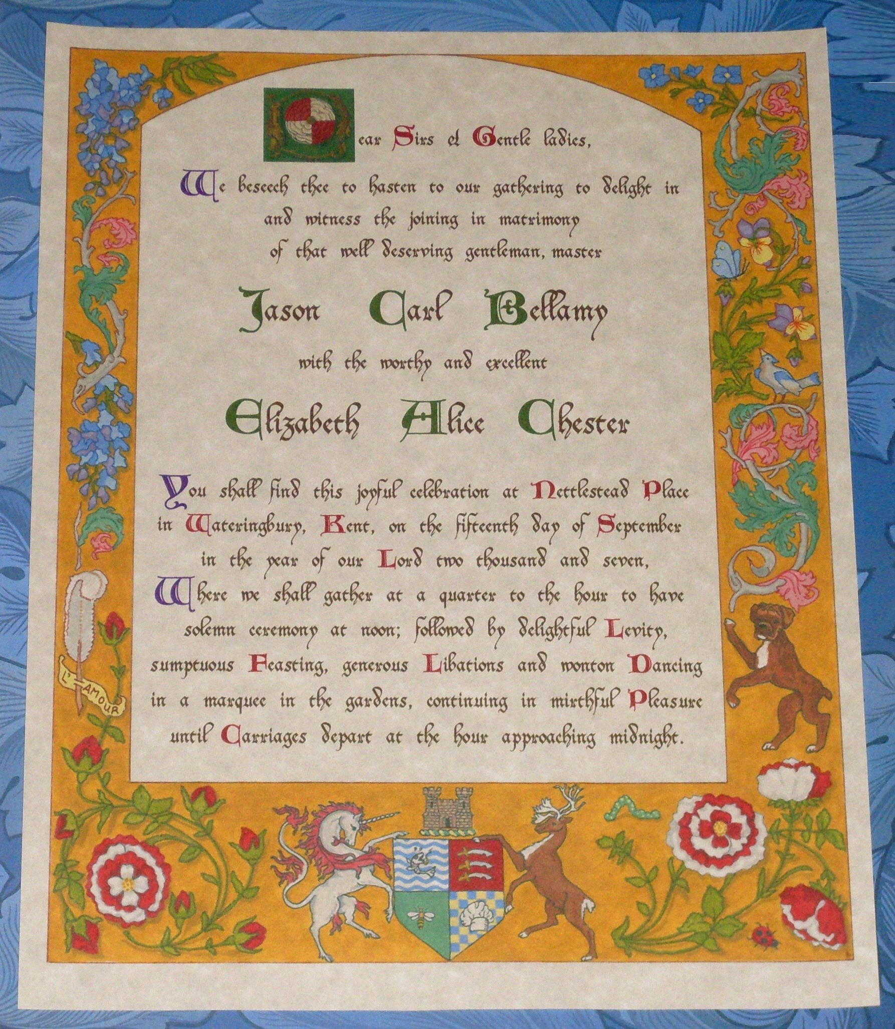 Tudor Rose Elizabethean Invitation Scroll