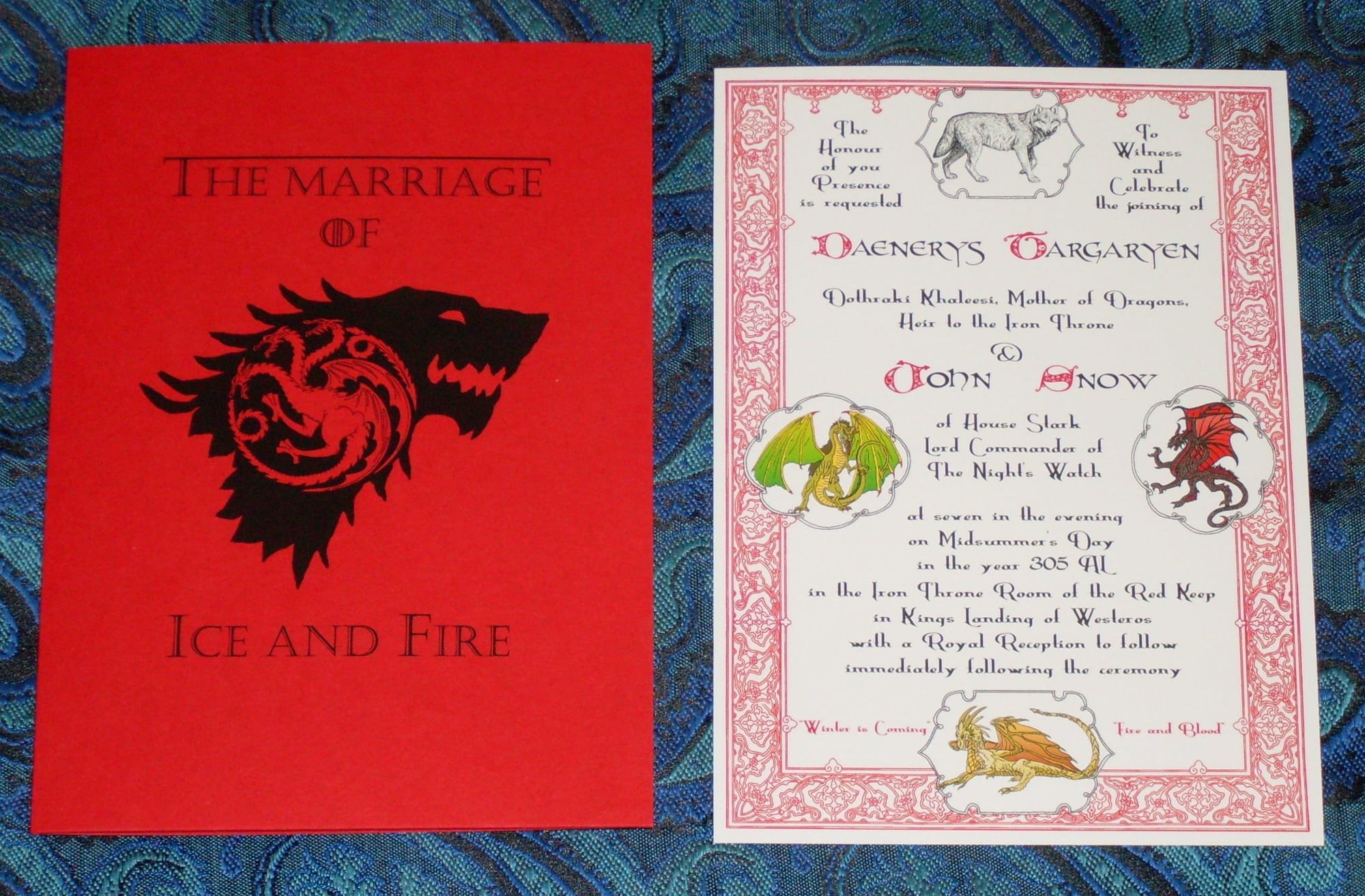 Game of Thrones Stark & Targaryen Wedding Invitation