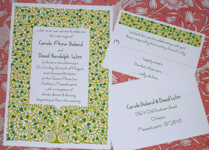 Art Nouveau Green Leaves Invitation