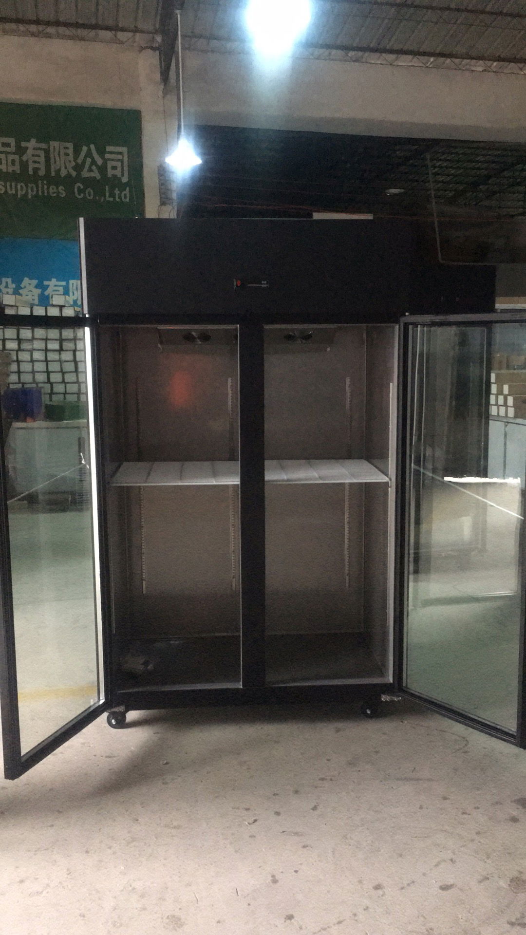 upright commercial refrigerator with stainless steel