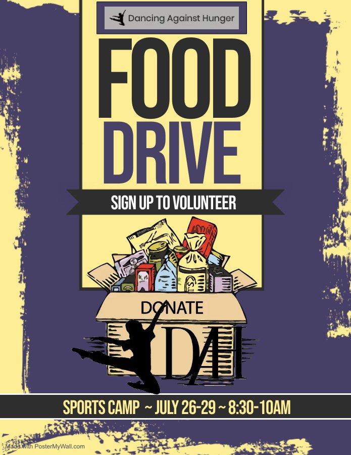 Food Drive Service Opportunity for Youth, July 26 to July 29th from 8:30 to 10:00 am