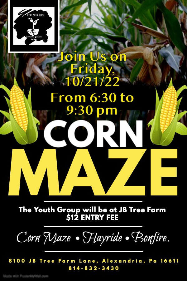 Corn Maze 2022 on Friday, 10/21/22 from 7-9:30pm