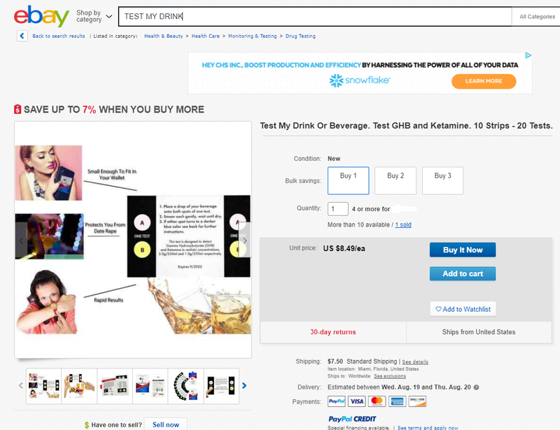 BUY @ EBAY TEST MY DRINK 10 Strips - 20 Tests