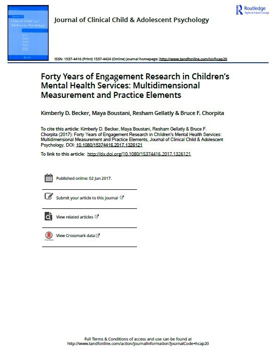 Forty years of Engagement Research in Children’s Mental Health Services:  Multidimensional Measurement and Practice Elements.