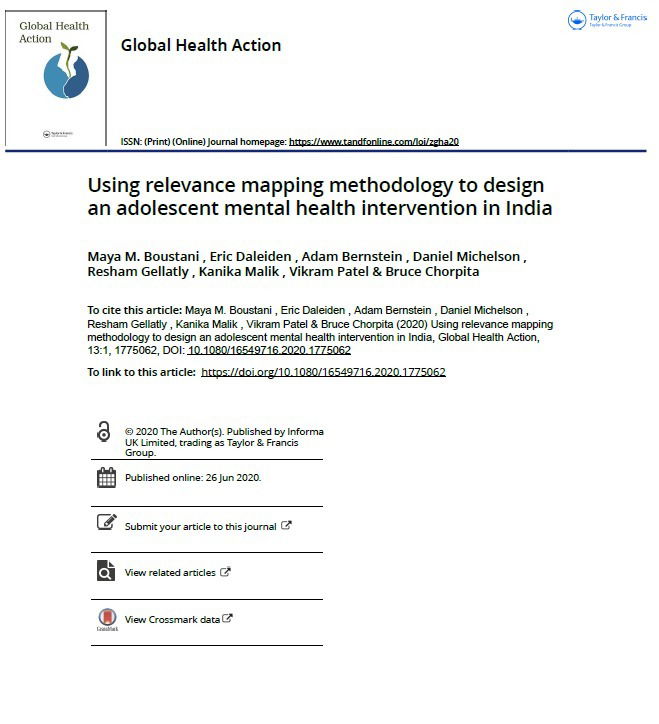 Using relevance mapping methodology to design an adolescent mental health intervention in India