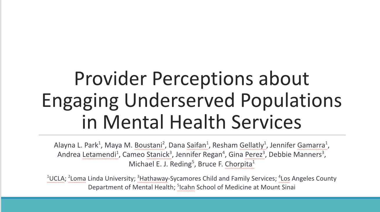 Provider Recommendations for Engaging Underserved Populations in Mental Health Services
