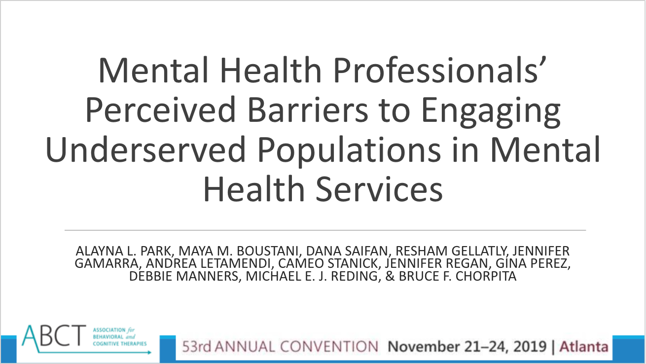 Providers’ Perceived Barriers to Engaging Underserved Populations in Mental Health Services