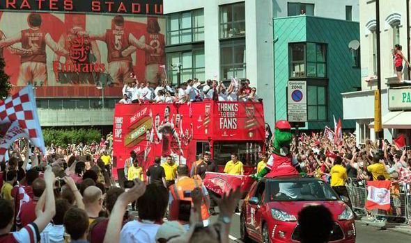 Arsenal Players on Open Top Bus