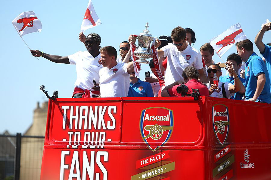 Open Top Bus on Arsenal FA Cup Parade