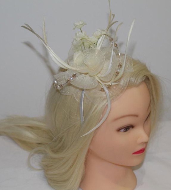 Nude/Mocha Fascinator with handmade 
