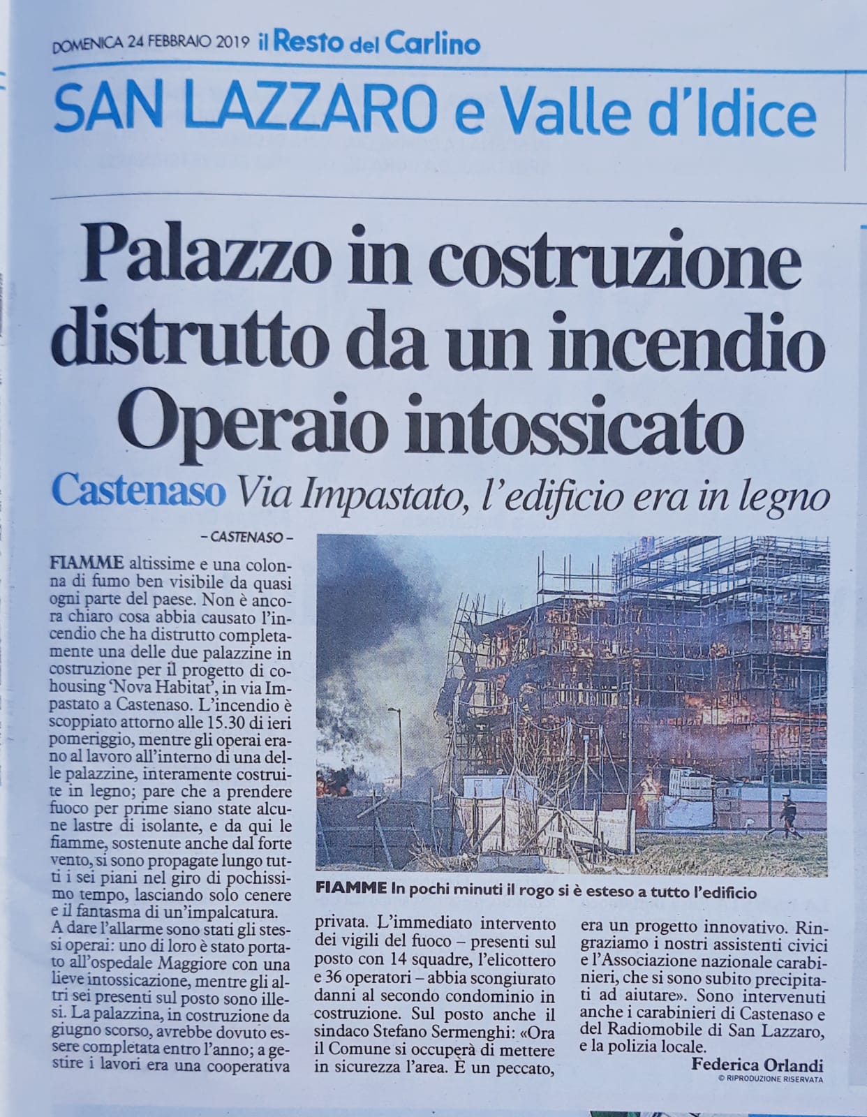 Edificio in fiamme