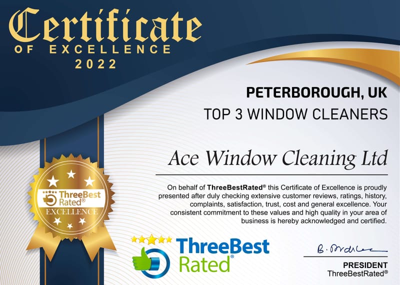 Certificate of Excellence 2022 Ace Window Cleaning