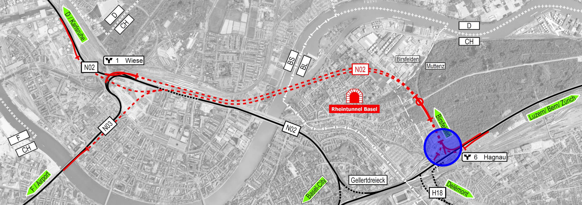 RHEINTUNNEL BASEL IN 3D MODELLIERT