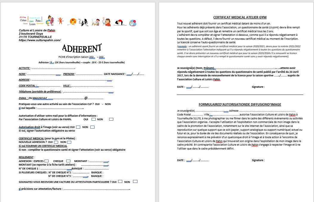 FICHE ADHESION