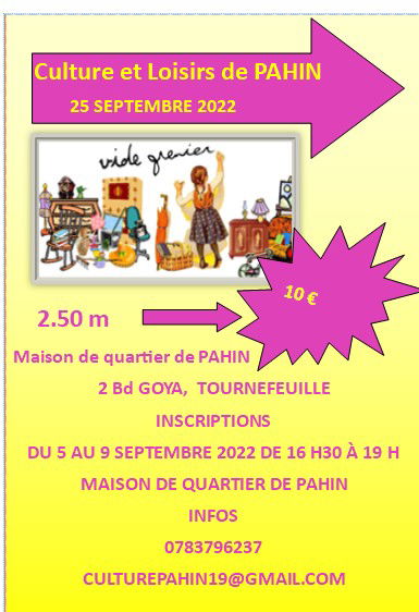 ADHESIONS, INSCRIPTIONS, FORMULAIRE VIDE GRENIER 2022/2023