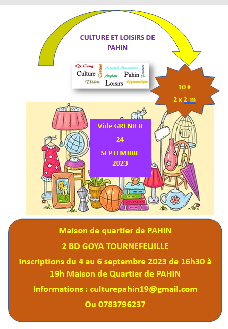 ADHESIONS, INSCRIPTIONS, FORMULAIRE VIDE GRENIER 2023/2024