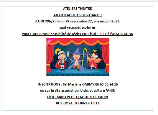 L'ATELIER THEÂTRE REALISATION PAHIN