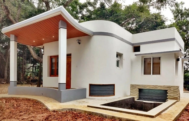The house has been constructed using Indegenious concrete 3D printing Technology