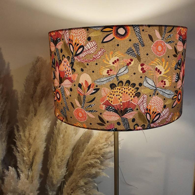 Vibrant Australian Flowers Lampshade Tan Livs Lamps Custom