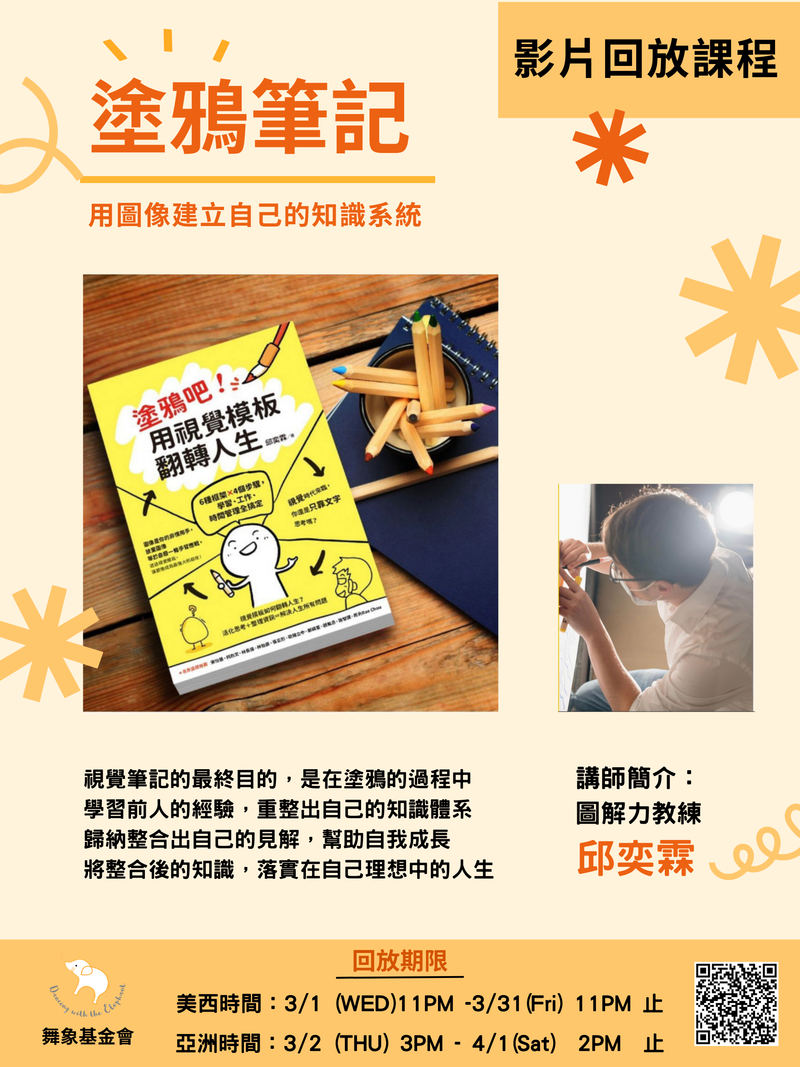 【影片回放課程】塗鴉筆記 - 用圖像建立自己的知識系統 (2堂)