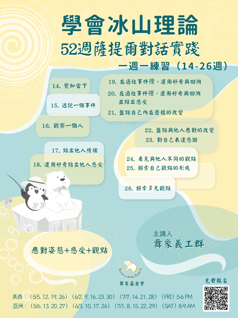 【學會冰山理論-52週薩提爾對話實踐】一週一練習 (14-26週)