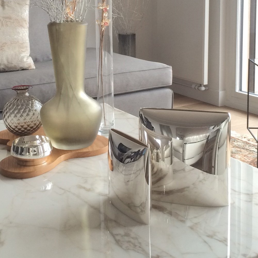 Silver Quadro vases by De Vecchi
