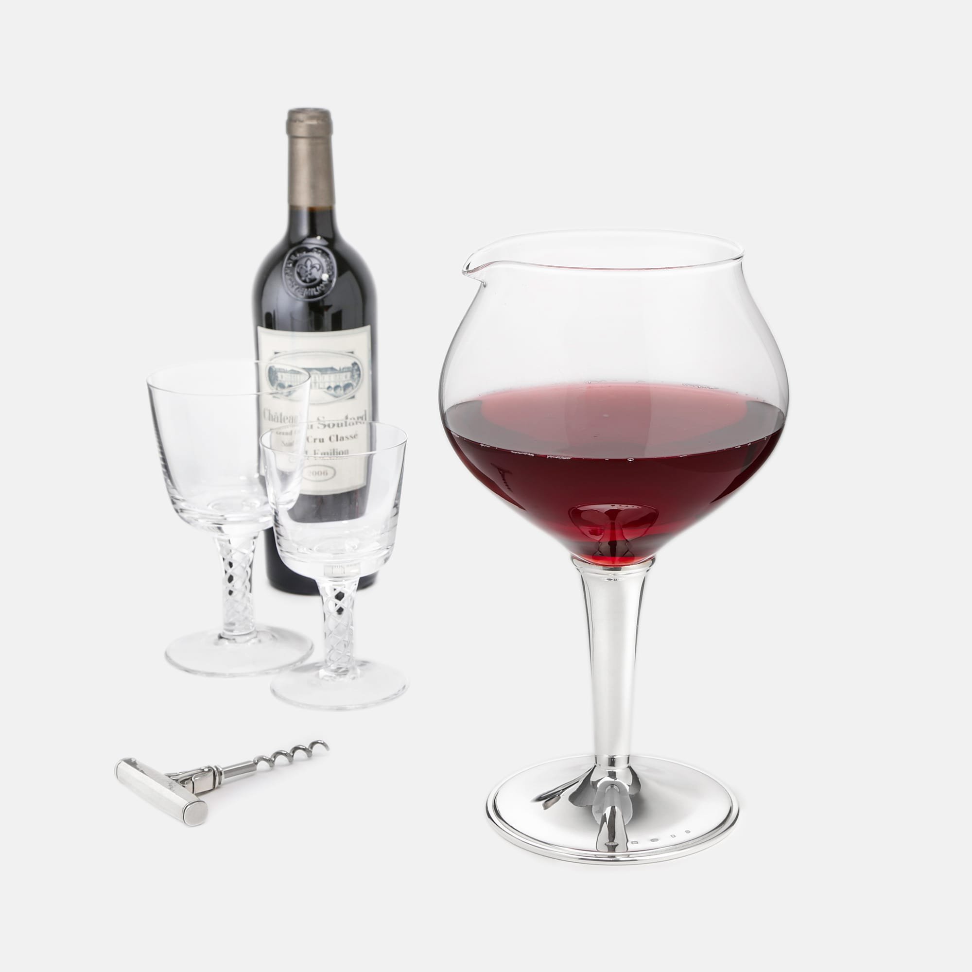 Silver & glass balloon wine decanter - exclusive to Langfords