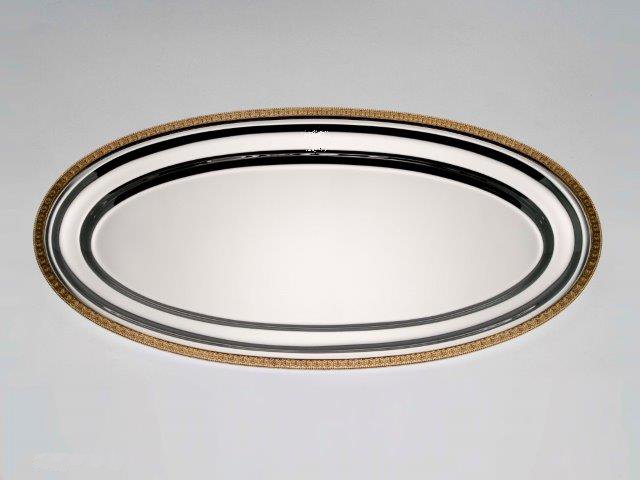 Oval silver platter with gilded decoration