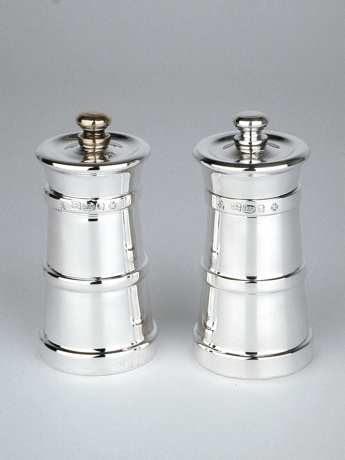 Silver churn salt & pepper grinders