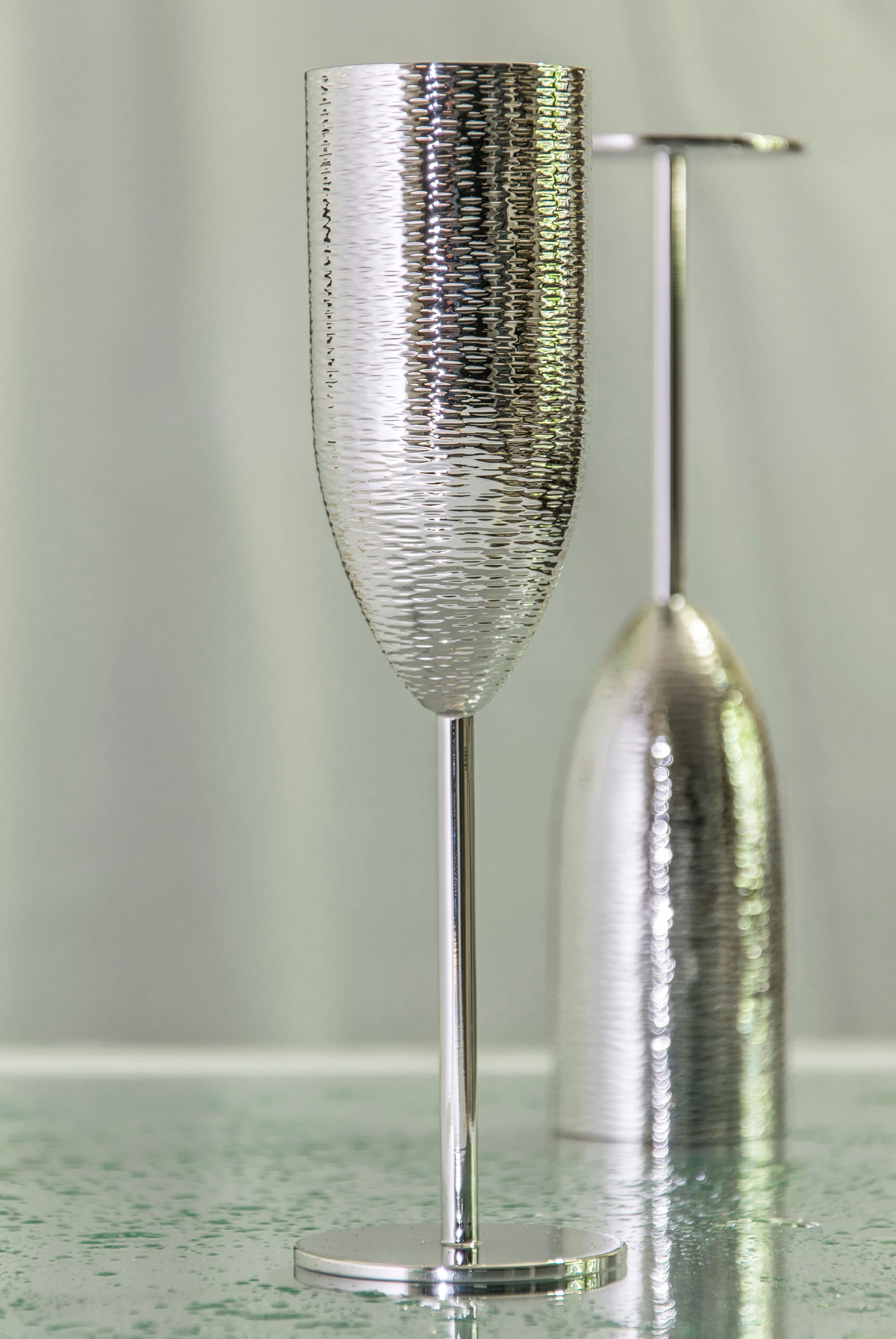 Silver champagne flutes
