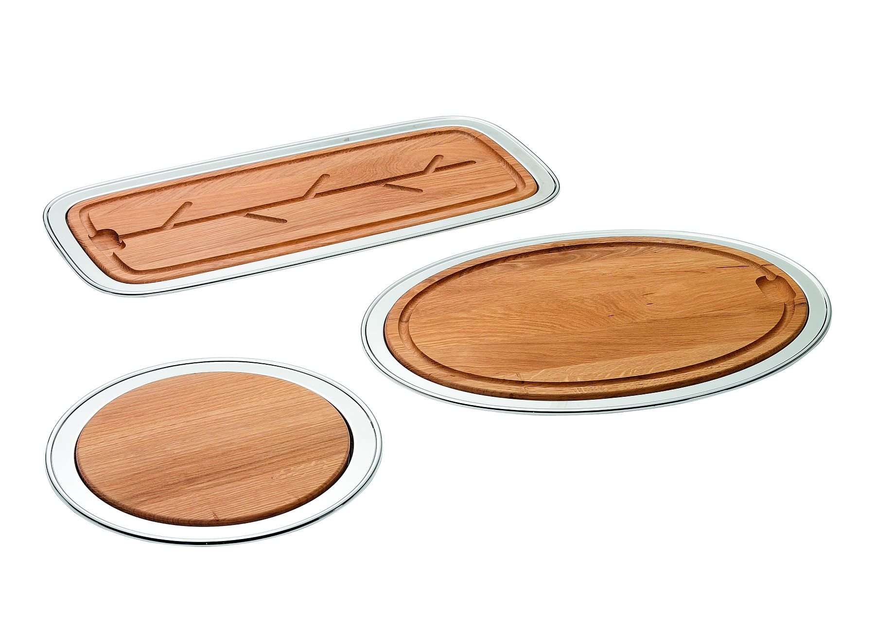 Silver & wood serving platters