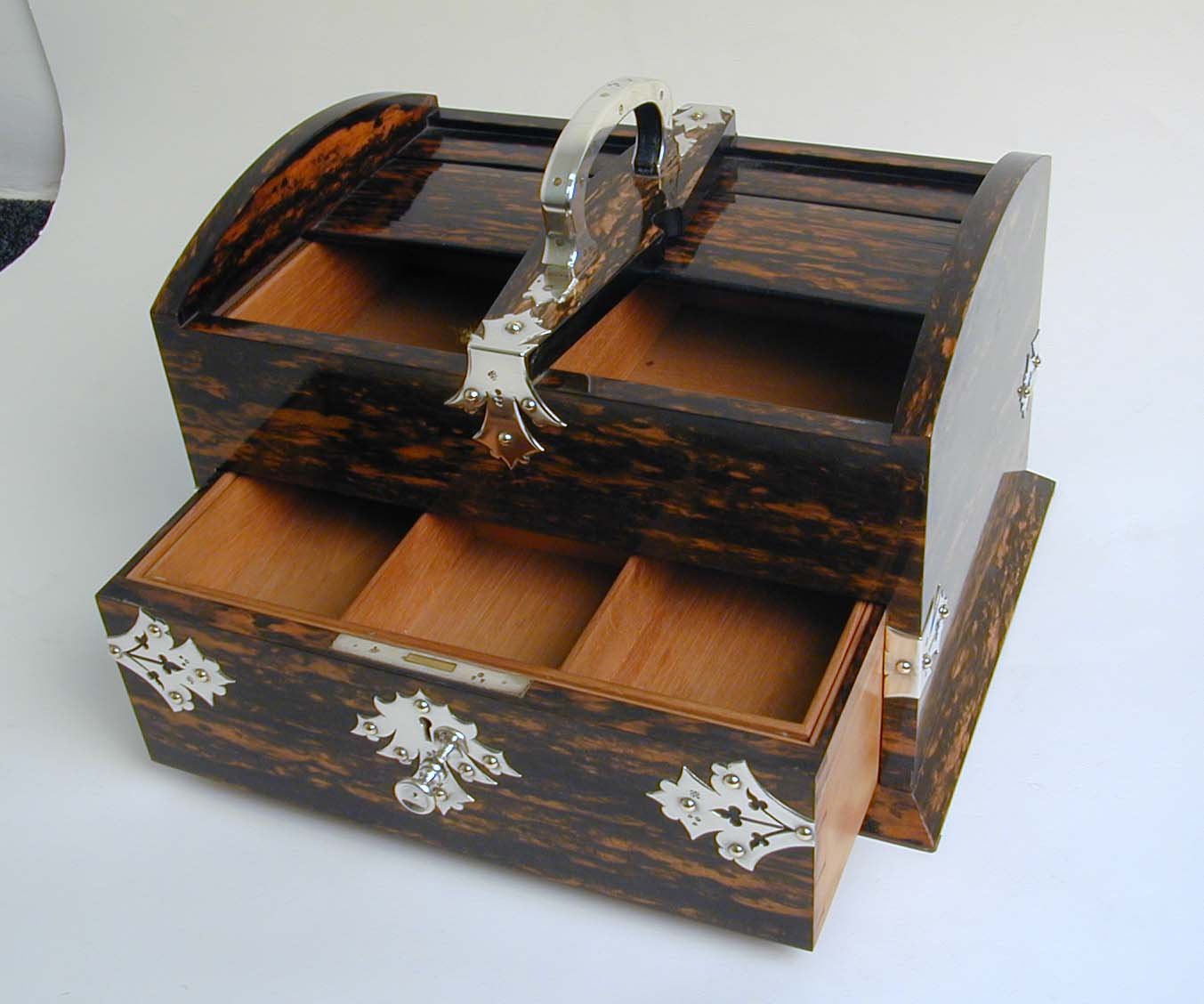 Coromandel & silver cigar box