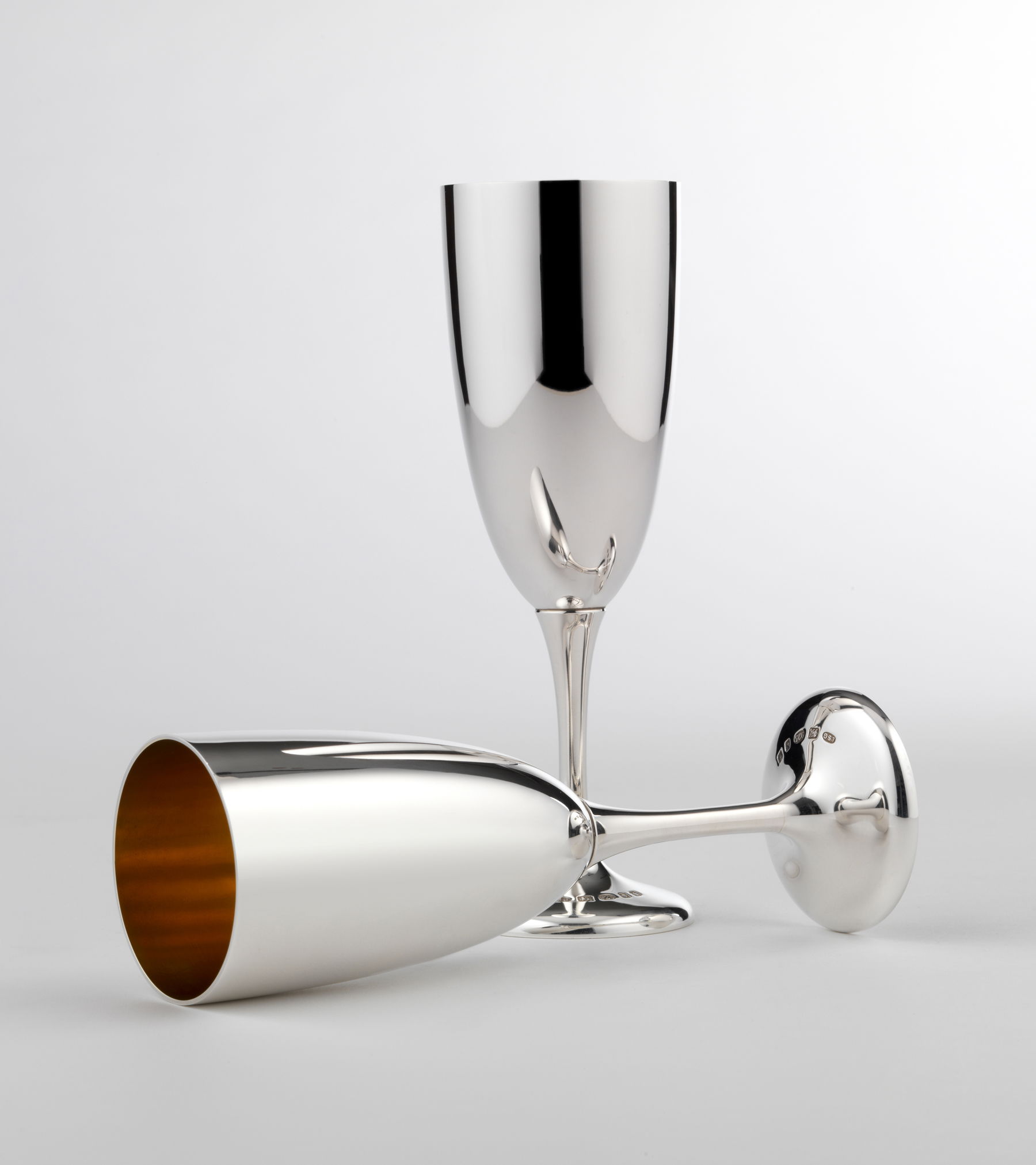 Silver champagne flutes