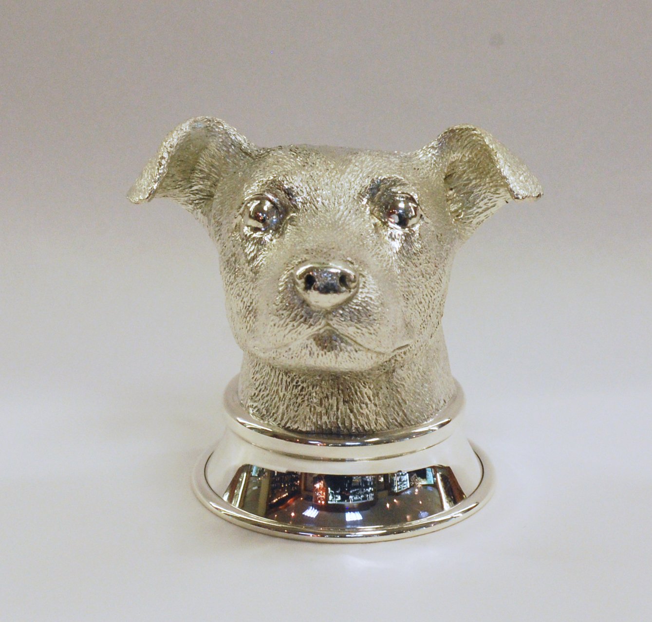 Silver Jack Russell stirrup cup