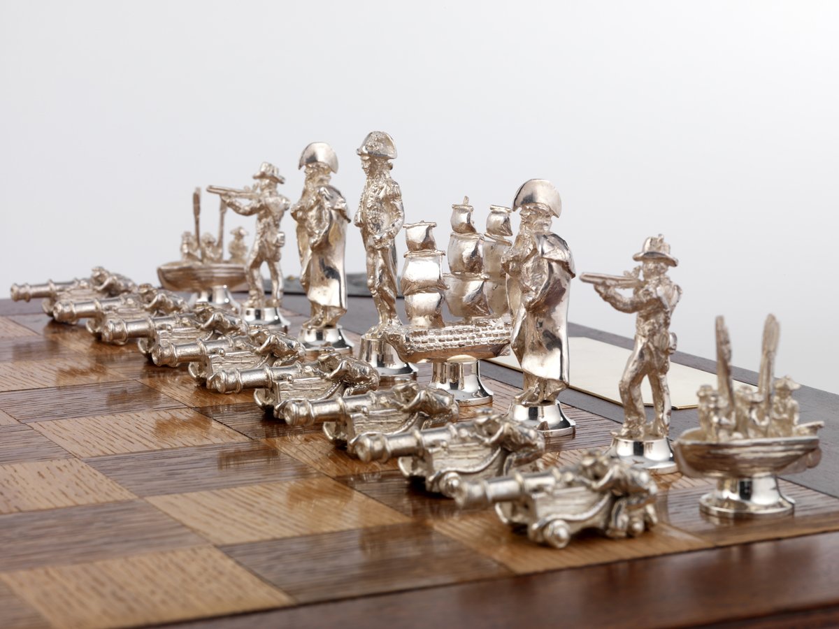 Trafalgar silver & gilt chess set