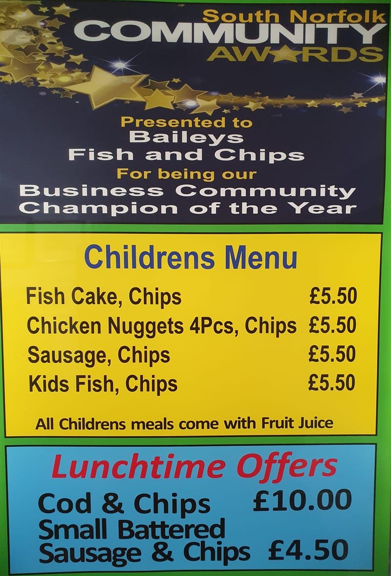 Childrens menu and lunchtime offers
