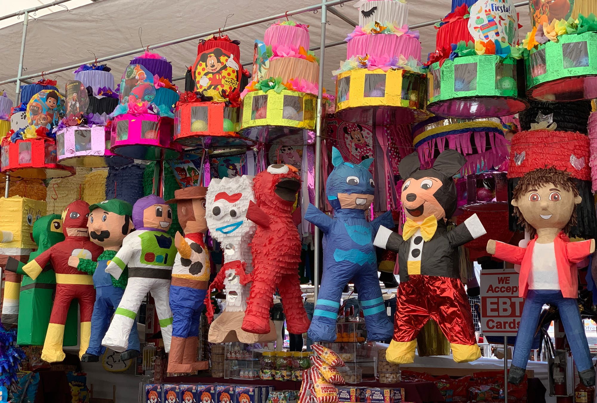 Checking out Piñatas at San Jose Flea Market CA
