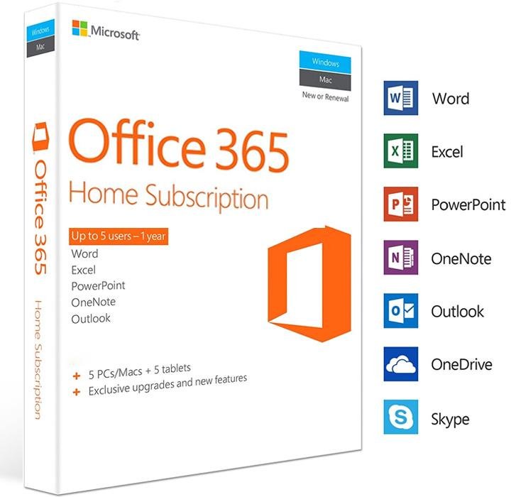 Microsoft Office 365 Casa 6 usuários  Licença 1 Ano