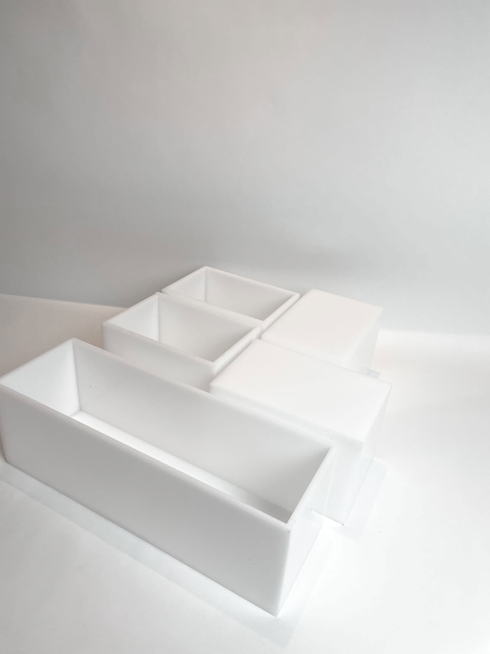 Custom White Acrylic Boxes in Various Sizes