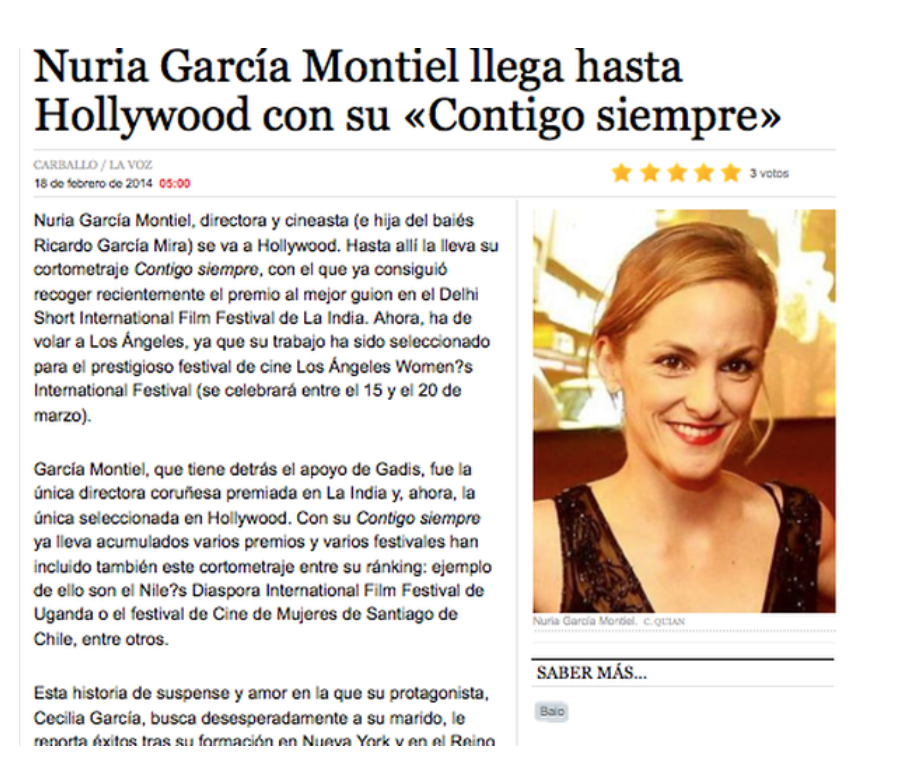 Nuria García Montiel llega hasta Hollywood con su "Contigo Siempre"