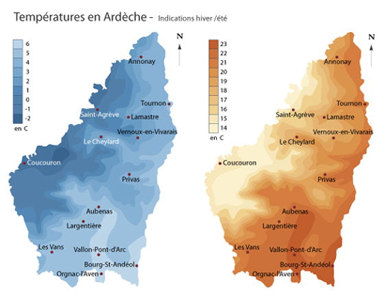 Climat et température en Ardèche du sud