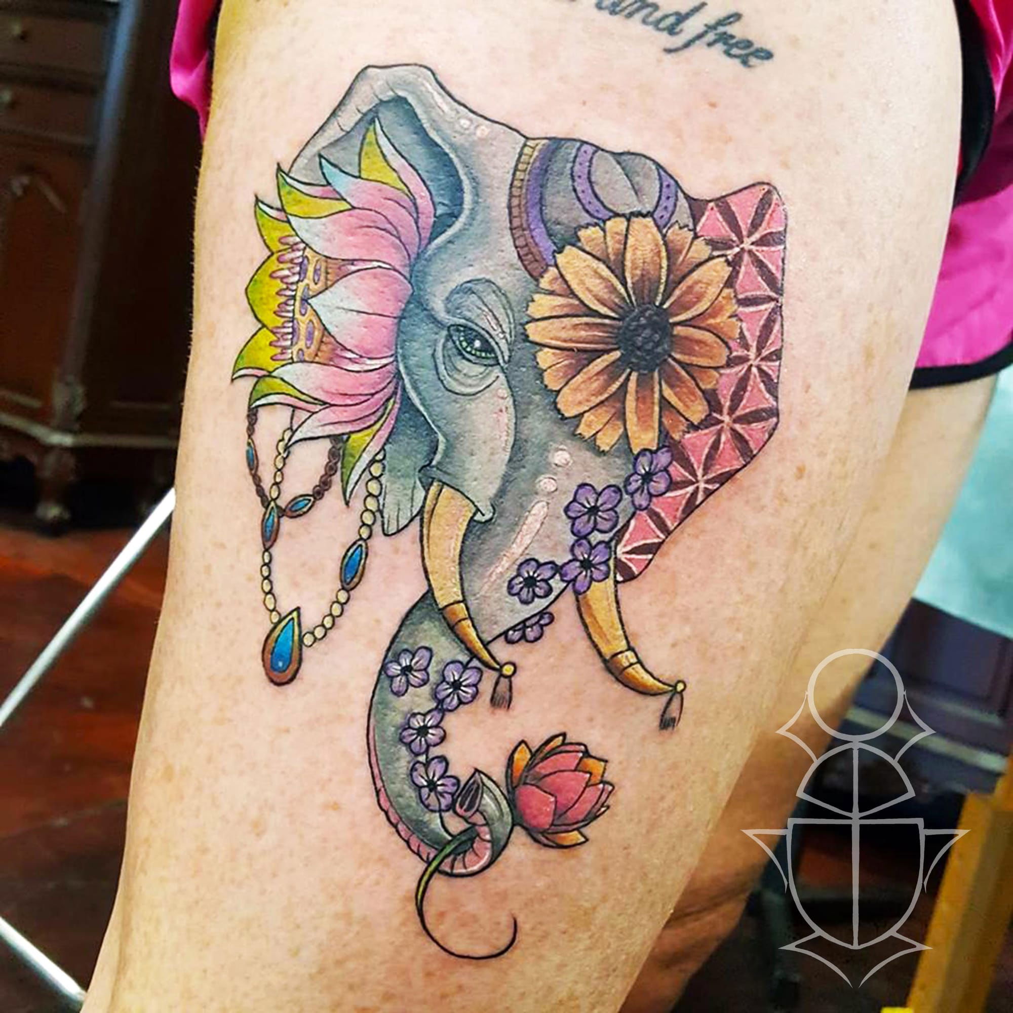 Illustrative Elephant tattoo