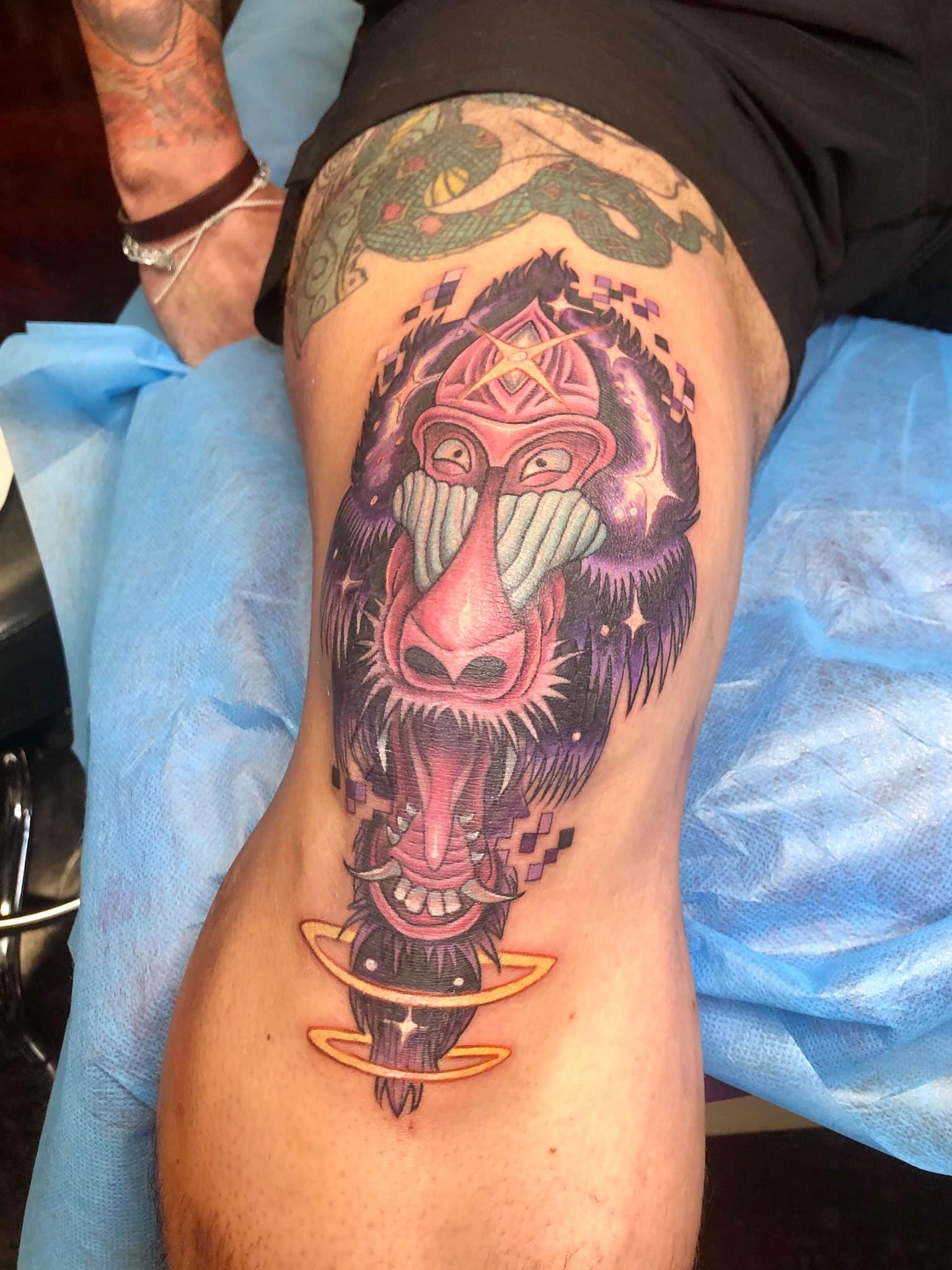 Cybertraditional Mandrill tattoo