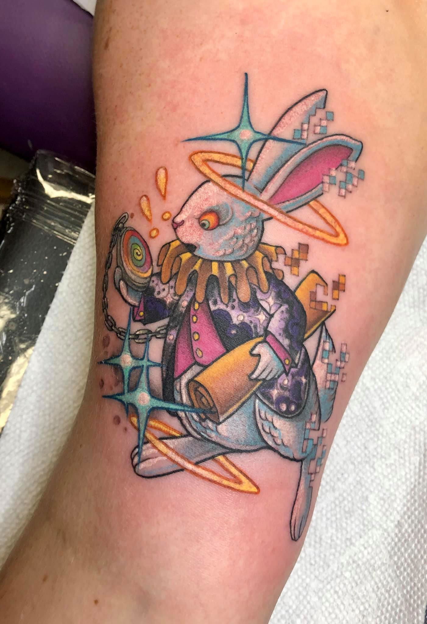 Cybertraditional White Rabbit Tattoo