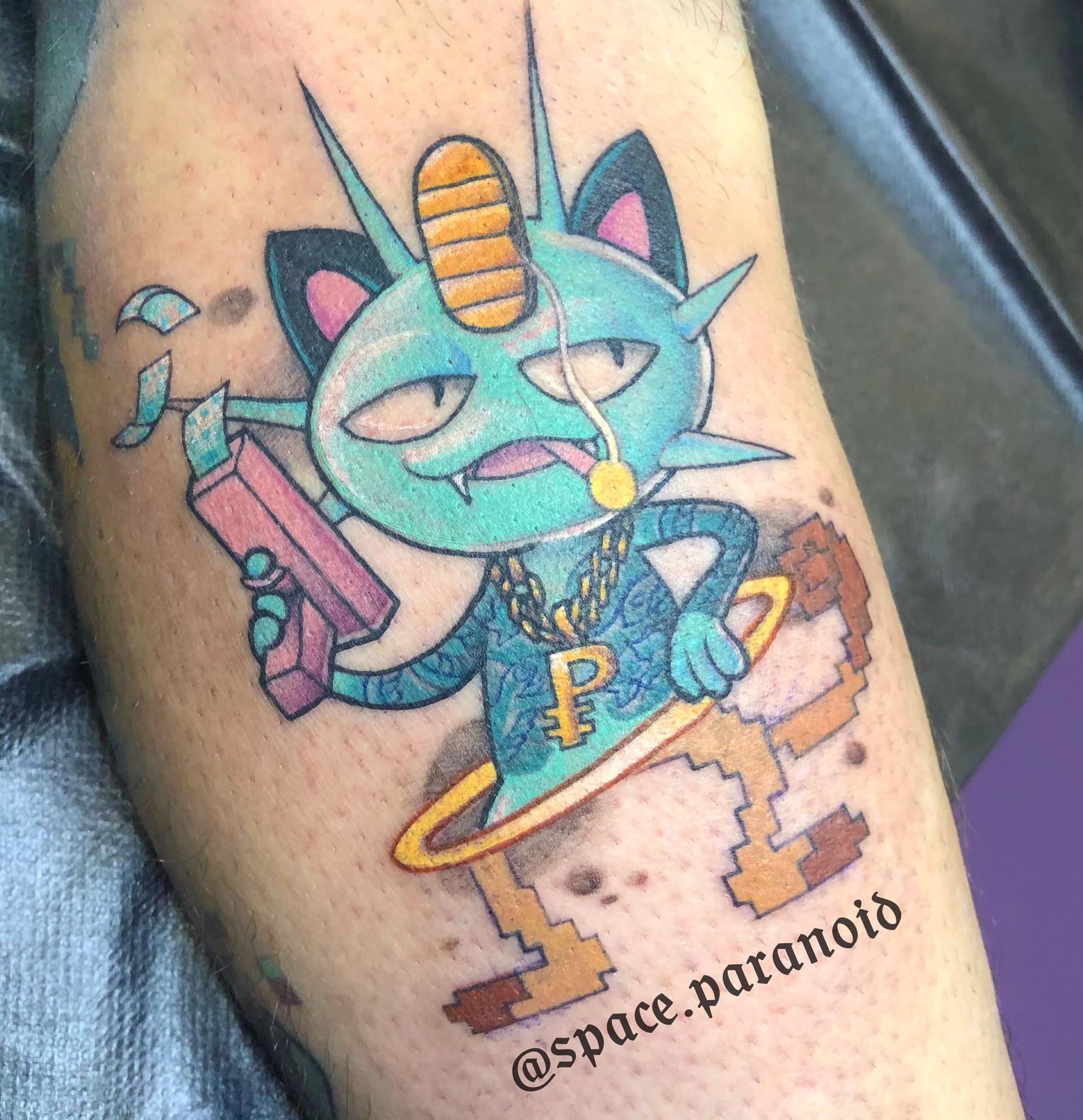 Cybetraditional Meowth Pimp Tattoo