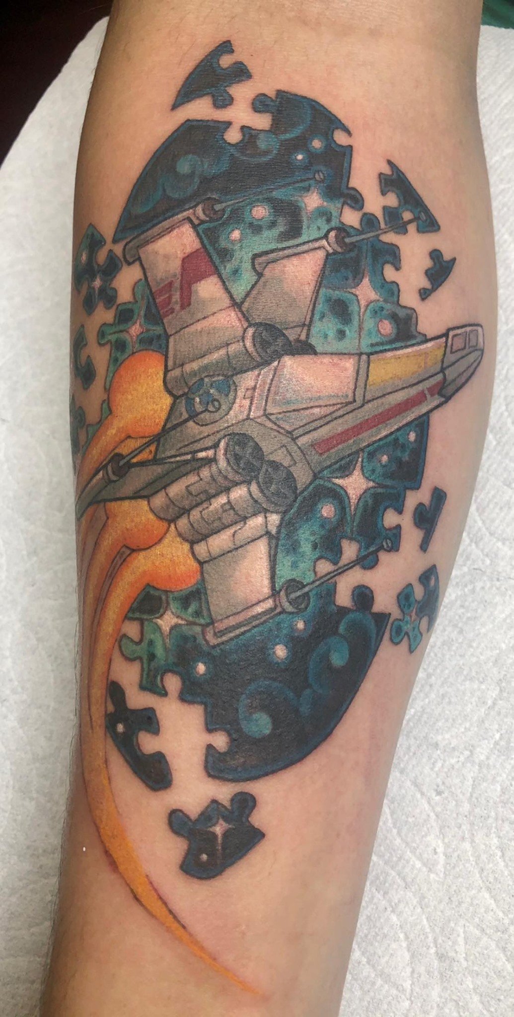 X wing Fighter Pilot/autism awareness tattoo
