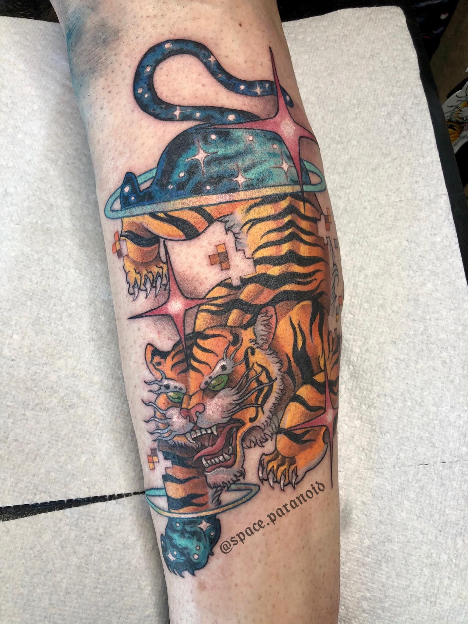 Cybertraditonal Tiger Tattoo